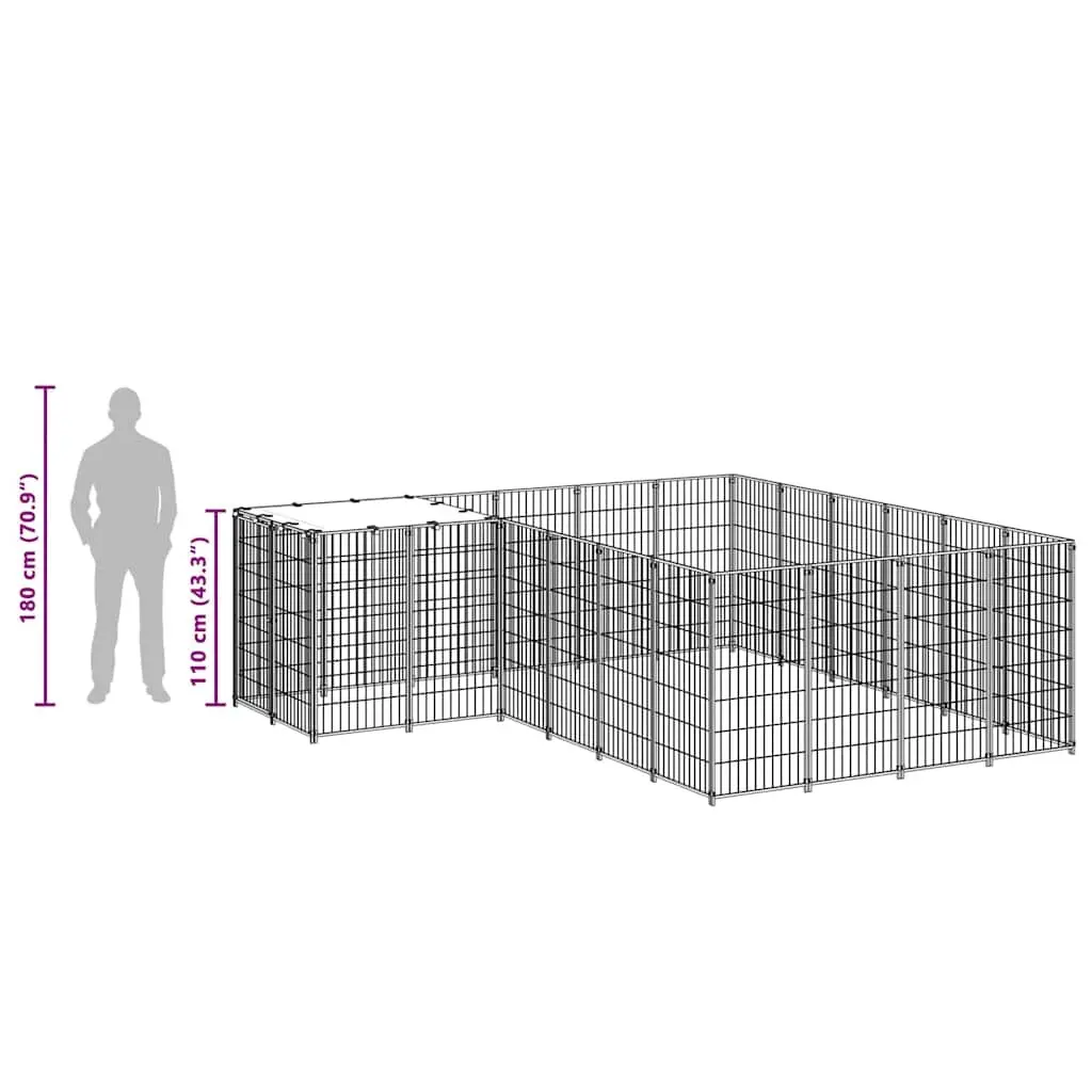 Dog Kennel Silver Large Steel Wire Mesh Outdoor Run Enclosure Exercise Play Pen