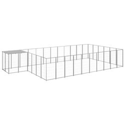 Concise Outdoor Dog Kennel 19.36 m² Silver Steel Enclosure