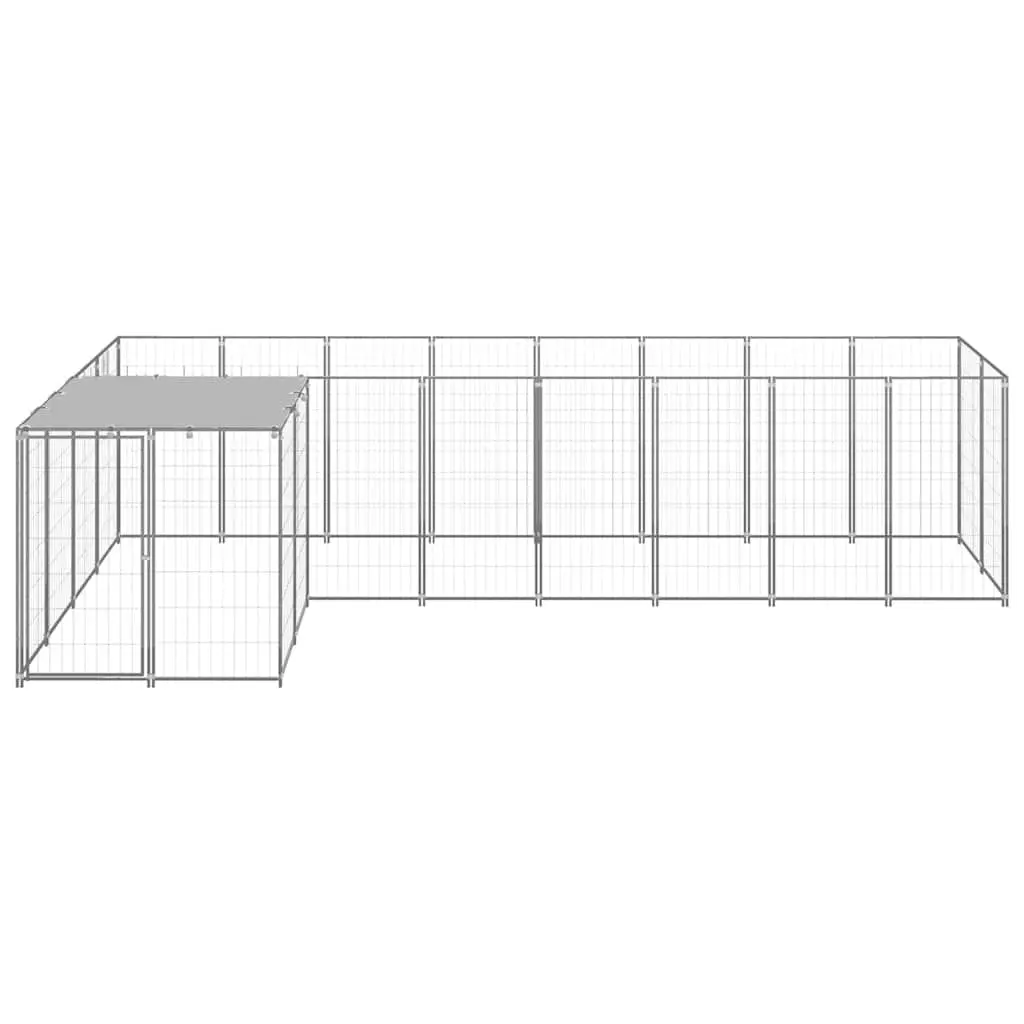 Dog Kennel Silver Steel Cage Outdoor Pet Enclosure Run Exercise Play Pen