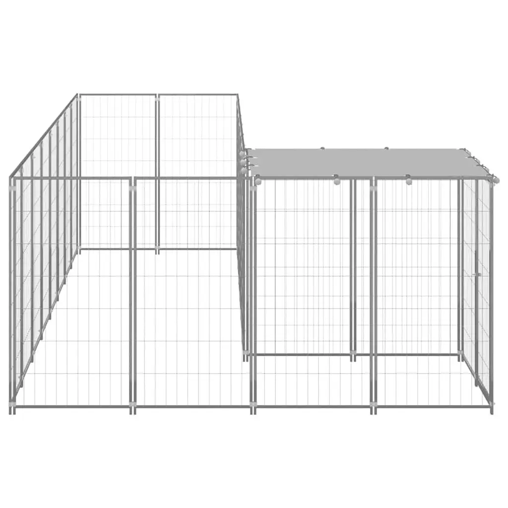 Dog Kennel Silver Steel Cage Outdoor Pet Enclosure Run Exercise Play Pen