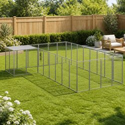 Reliable Silver Dog Kennel - 10.89 m² Outdoor Space