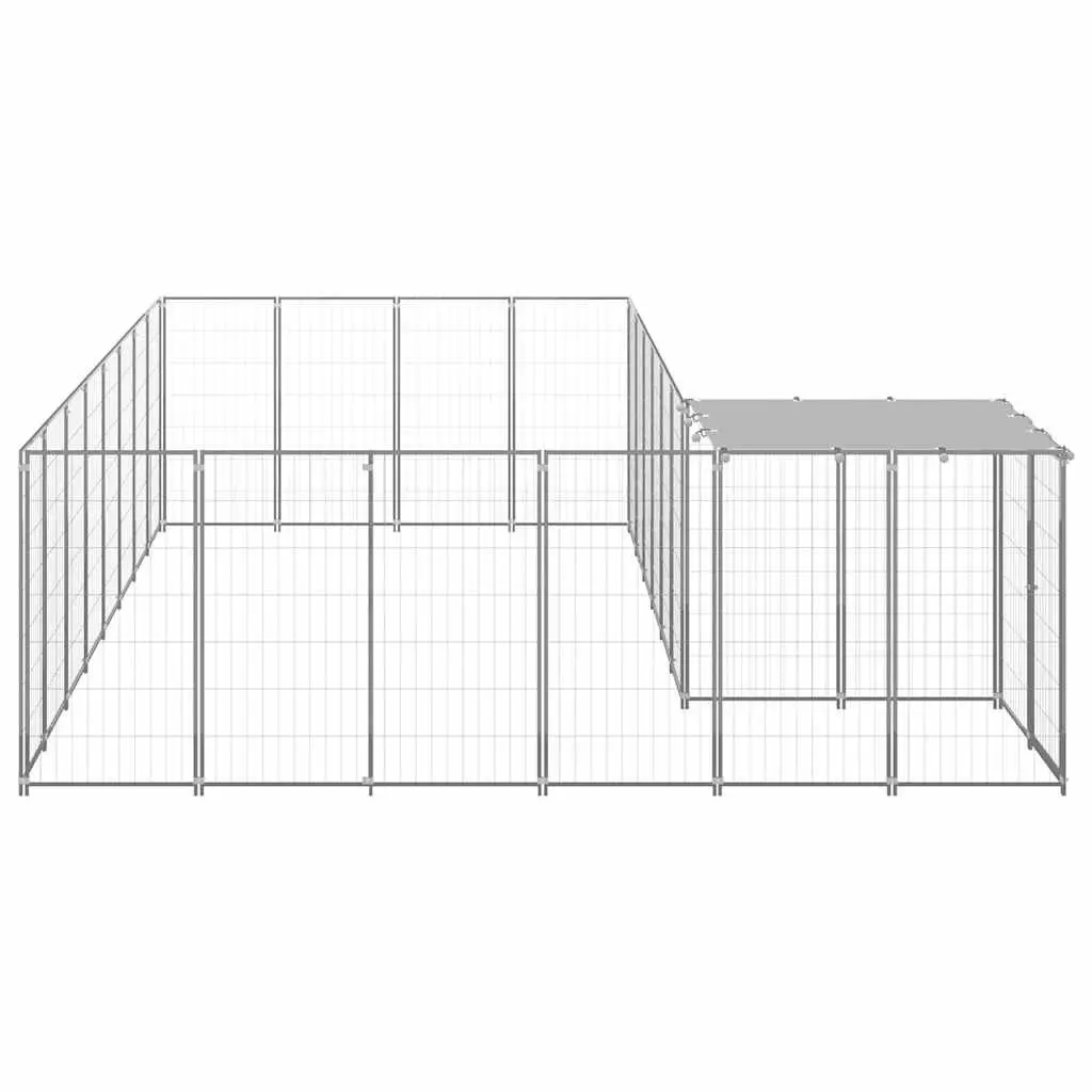 Dog Kennel Silver 10.89 m² Outdoor Steel Wire Mesh Cage Run