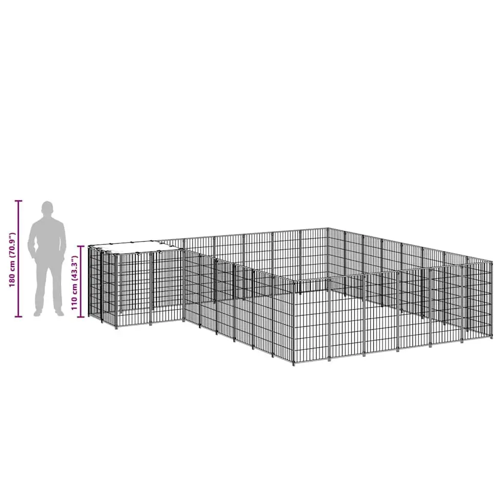 Dog Kennel Silver Large Outdoor Steel Cage Pet Enclosure Run Exercise Space