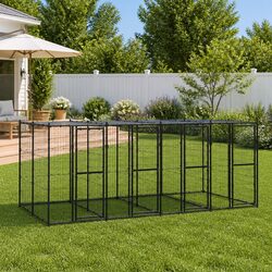 Outdoor Dog Kennel with Protective Canopy