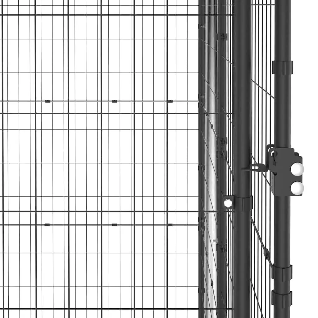 Dog Kennel Black Large Steel Outdoor Exercise Enclosure with Mesh Roof