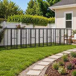 Outdoor Dog Kennel Steel with Roof Large Exercise Run Pen Enclosure Black