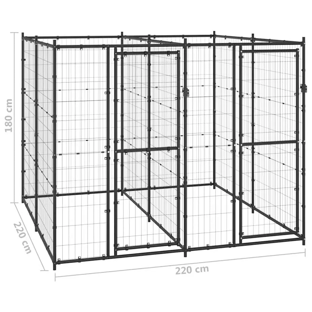 Dog Kennel Black Outdoor Steel Mesh Exercise Pen Enclosure Training Play Area