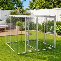 Compact Outdoor Dog Kennel with Roof and Enclosure