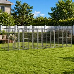 Dog Kennel Outdoor Galvanised Steel Run with Roof Canopy Enclosure Play Pen