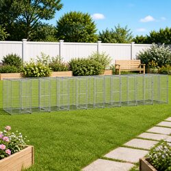 Dog Kennel Run Outdoor Enclosure Galvanised Steel Large Exercise Pen Silver