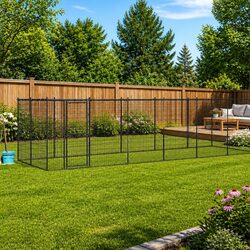 Dog Kennel Steel Outdoor Run Large Exercise Pen Roof Enclosure 16.94 m²