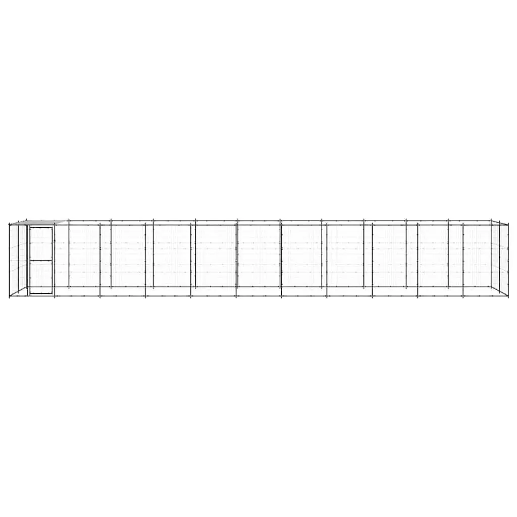 Dog Kennel Black Outdoor Steel Enclosure with Roof Mesh Run Lockable Door