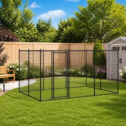 Dog Kennel Steel Outdoor Run Exercise Pen Enclosure Mesh Ventilation Lockable