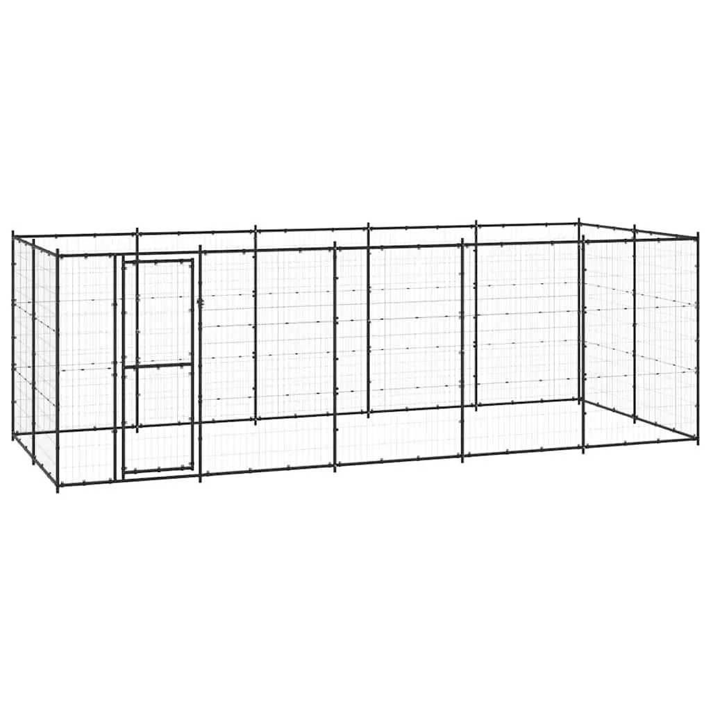 Dog Kennel Black Large Steel Outdoor Run Exercise Enclosure Mesh Ventilation