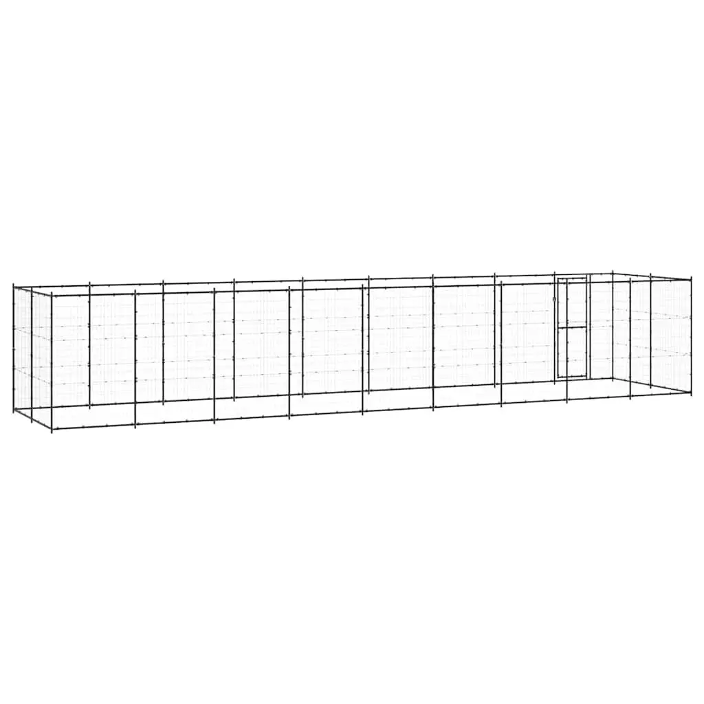 Dog Kennel Black Large Outdoor Steel Mesh Run Enclosure Exercise Play Pen
