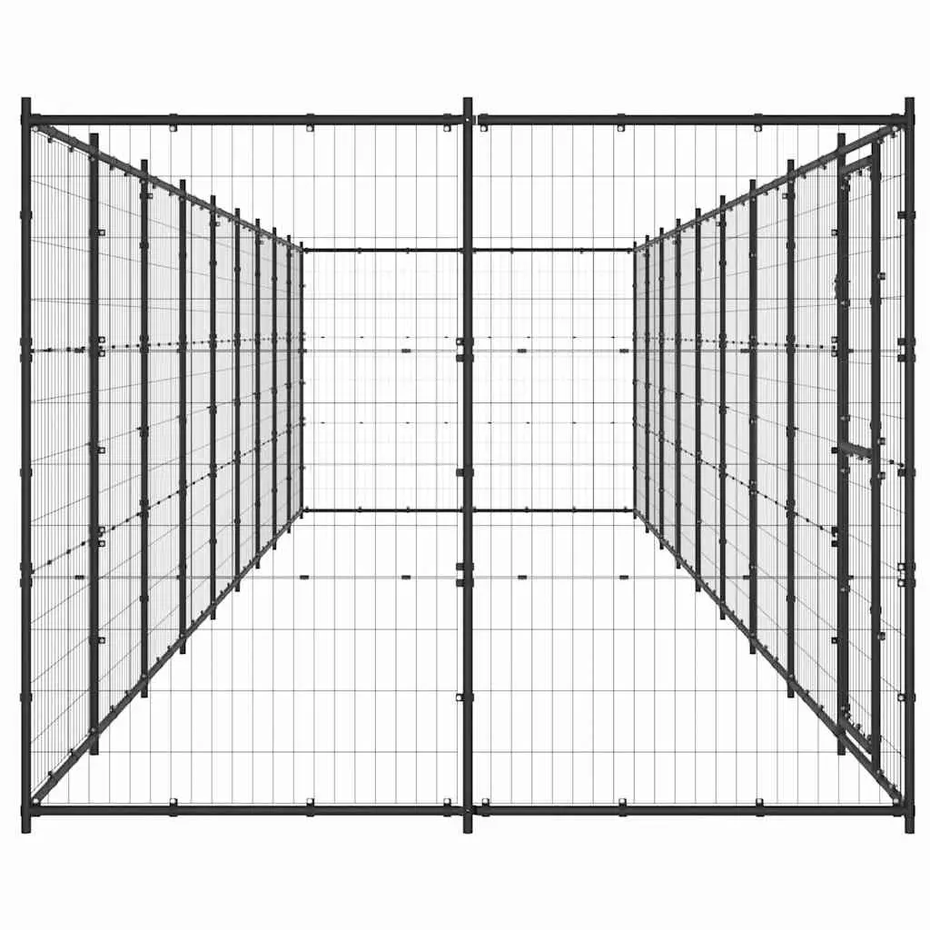 Dog Kennel Black Large Outdoor Steel Mesh Run Enclosure Exercise Play Pen
