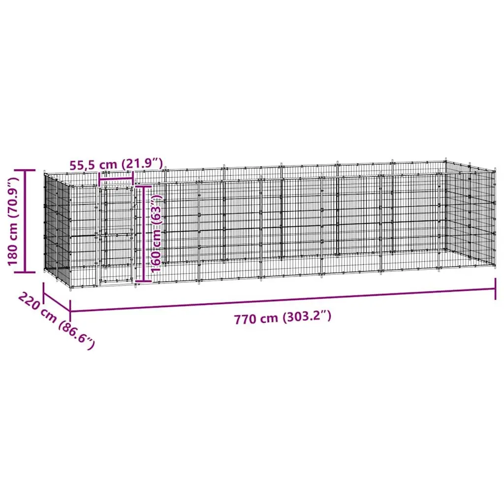 Dog Kennel Black Large Outdoor Steel Mesh Run Enclosure Exercise Play Pen