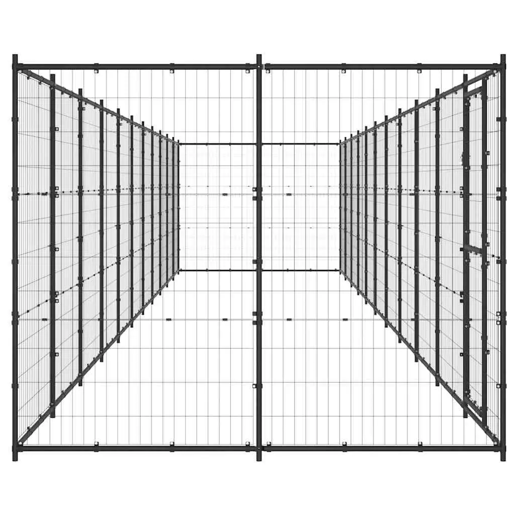Dog Kennel Black 26.62 m² Outdoor Steel Enclosure Exercise Run Play Pen