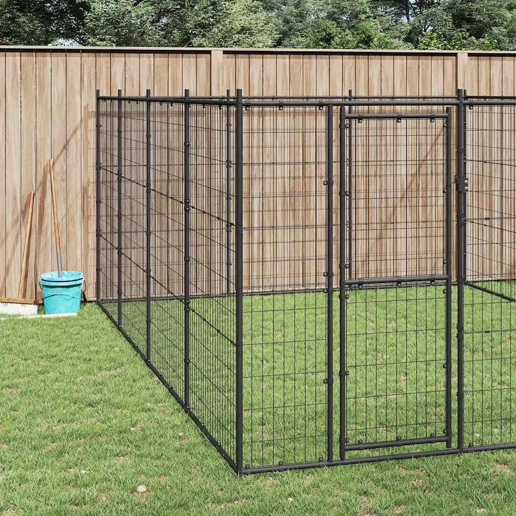 Dog Kennel Black Large Outdoor Run Enclosure Exercise Pen Play Area