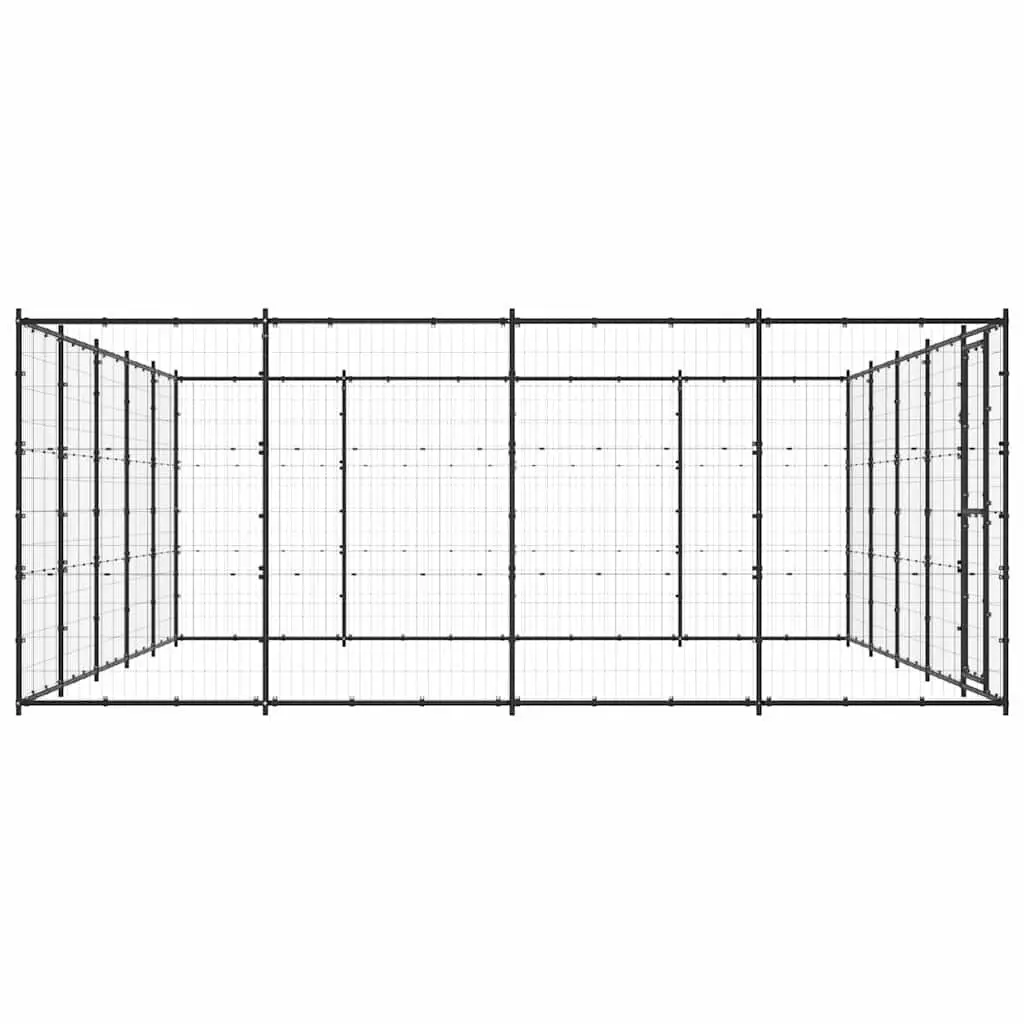 Dog Kennel Black 24.2m² Outdoor Steel Exercise Play Pen Run Enclosure