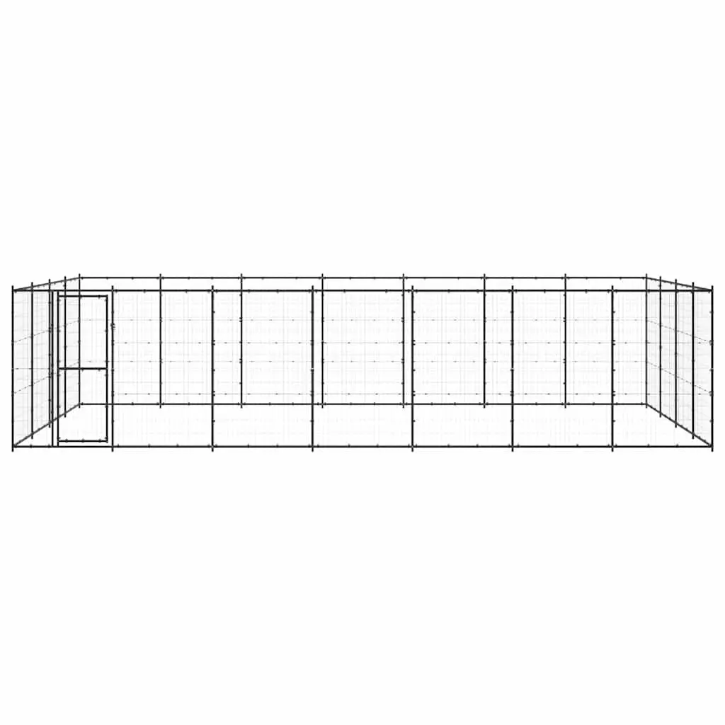 Dog Kennel Black Outdoor Steel Exercise Run Enclosure Mesh Ventilation Lockable Door