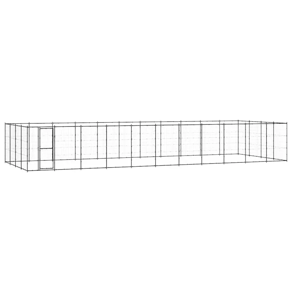 Dog Kennel Black Large Outdoor Run Enclosure Exercise Pen Mesh Construction