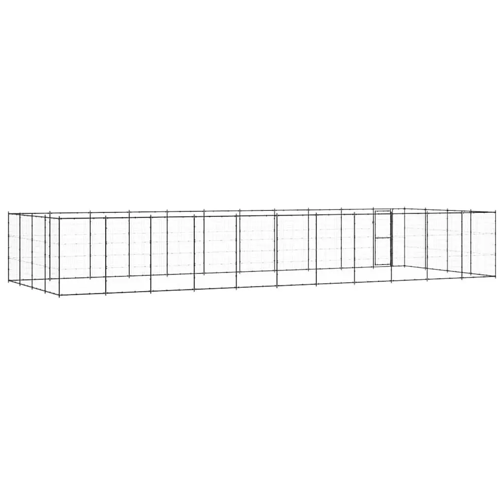 Dog Kennel Black Large Outdoor Run Enclosure Exercise Pen Mesh Construction