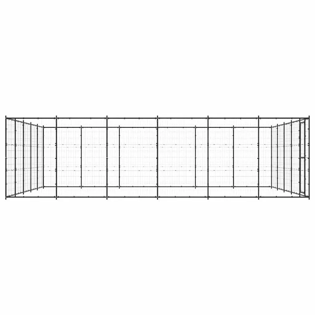 Dog Kennel Black 36.3 m² Outdoor Exercise Run Enclosure Steel Mesh Ventilation Secure