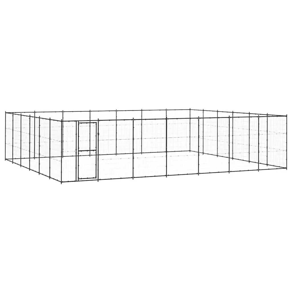 Dog Kennel Black Large Outdoor Run Exercise Pen Steel Mesh Enclosure