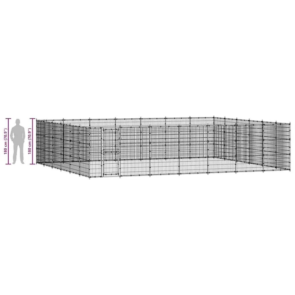 Dog Kennel Black Large Outdoor Run Exercise Pen Steel Mesh Enclosure