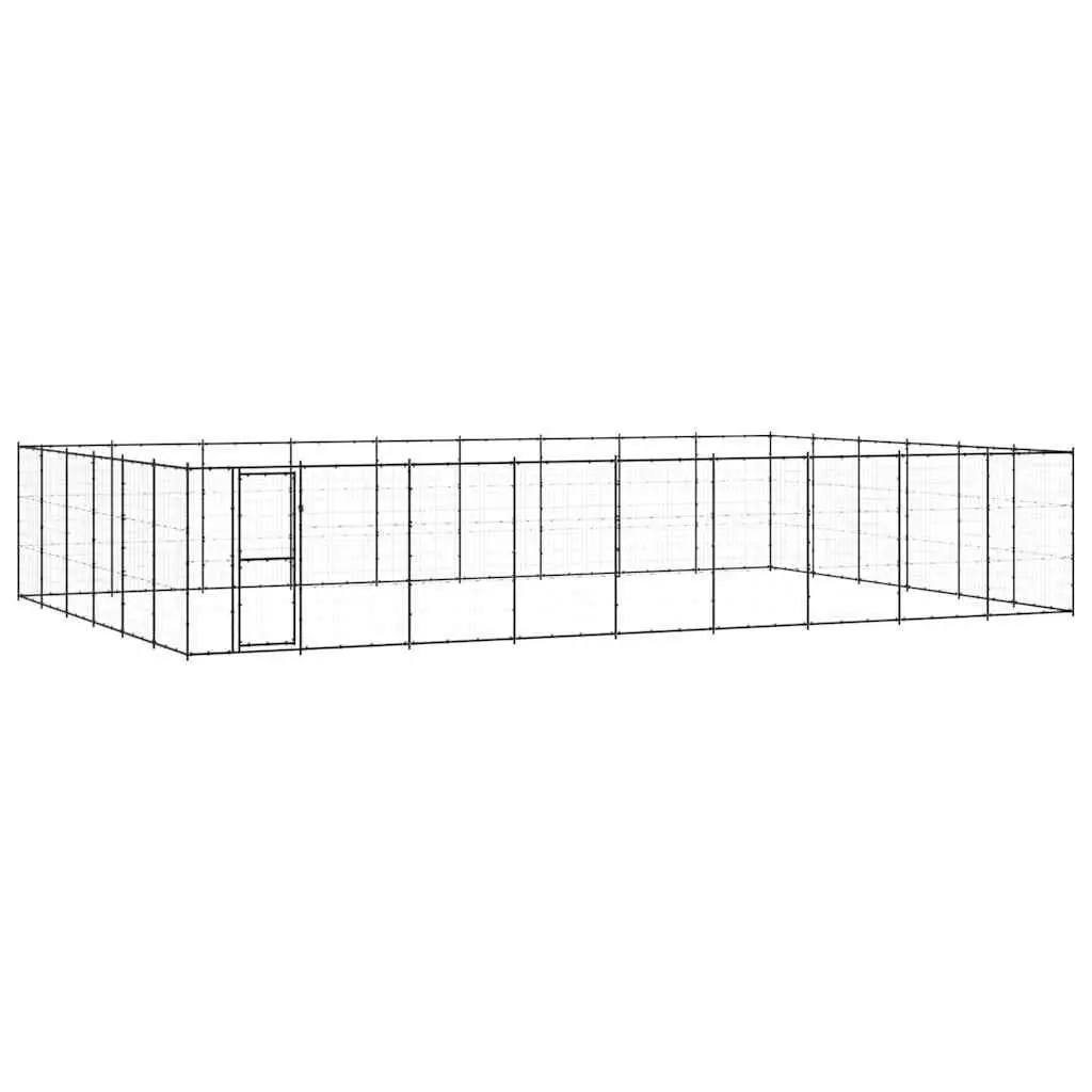Dog Kennel Black Large Outdoor Run Enclosure Exercise Pen Steel Mesh Safety