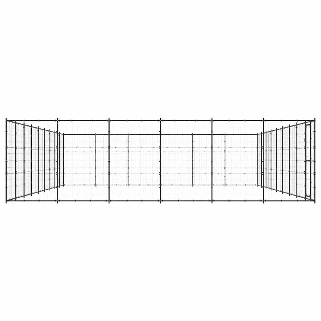 Dog Kennel Black Large Outdoor Run Enclosure Exercise Pen Steel Mesh Safety