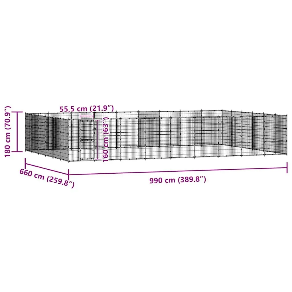 Dog Kennel Black Large Outdoor Run Enclosure Exercise Pen Steel Mesh Safety