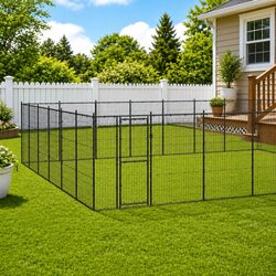 Dog Kennel Outdoor Steel Run Enclosure Mesh Exercise Pen Lockable Door Safety