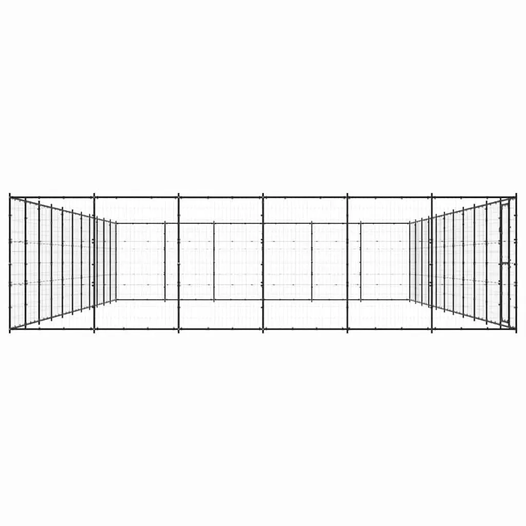 Dog Kennel Black Outdoor Steel Run Enclosure Mesh Exercise Pen Lockable Door