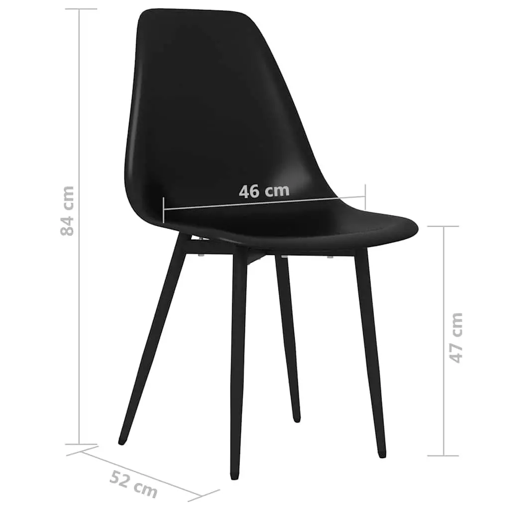 Dining Chairs Set 6 pcs Black Kitchen Seating Ergonomic Curved Backrest