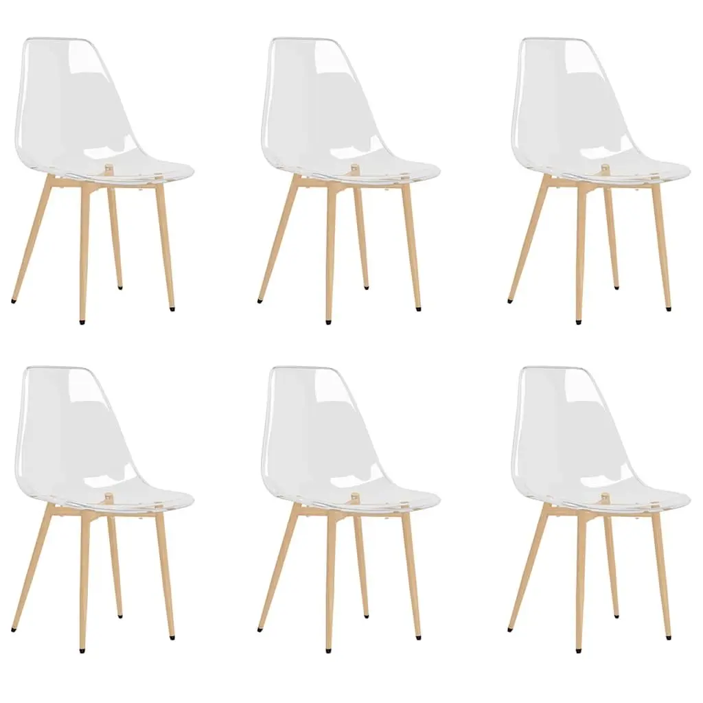 Dining Chairs Transparent 6 pcs Ergonomic Curved Backrest