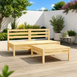 3 Piece Garden Lounge Set Outdoor Furniture Solid Wood Patio Seating Brown