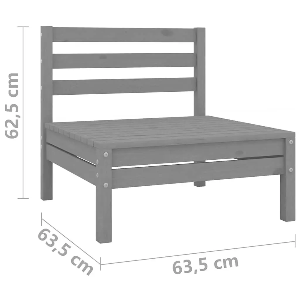 Garden Lounge Set 3 Piece Grey Solid Wood Pine Outdoor Furniture Modular