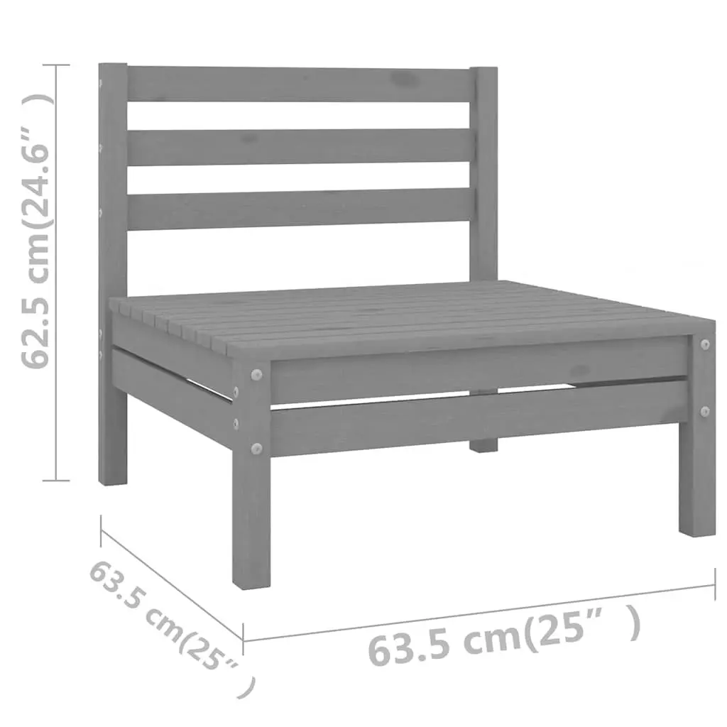 Garden Lounge Set 5 Piece Grey Solid Pinewood Outdoor Furniture Relaxing Seating