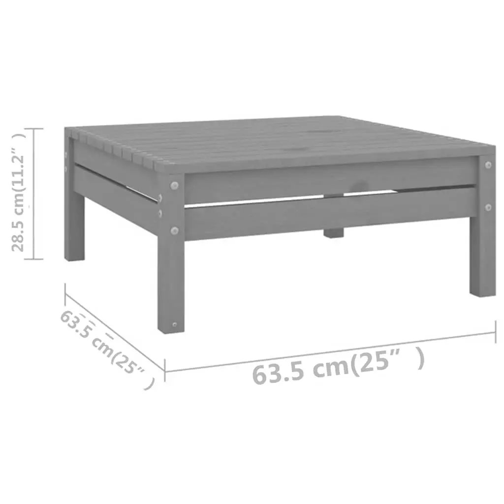 Garden Lounge Set 5 Piece Grey Solid Pinewood Outdoor Furniture Relaxing Seating