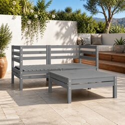Concise 3 Piece Grey Lounge Set for Your Outdoor Comfort