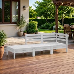 Concise 3 Piece Outdoor Lounge Set in White Pinewood