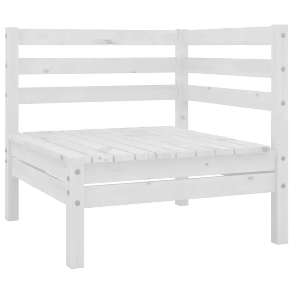 3 Piece Outdoor Garden Lounge Set White Solid Pinewood Modular Patio Furniture