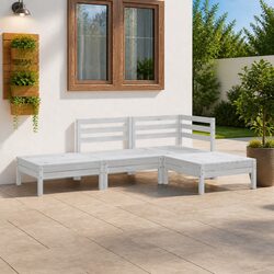 4-Piece Pinewood Garden Lounge Set - Stylish and Durable