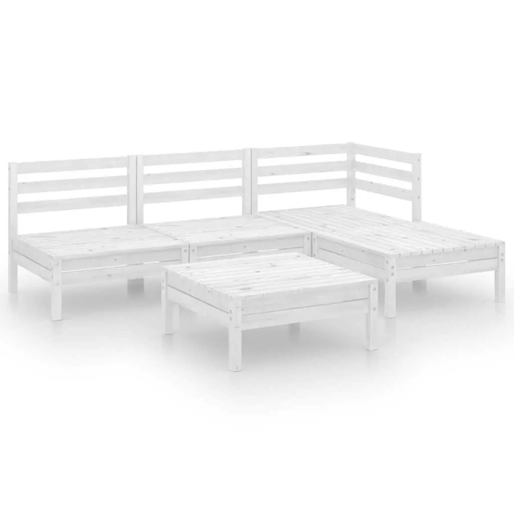 Garden Lounge Set 5 Piece Wooden Outdoor Sofa Patio Furniture White
