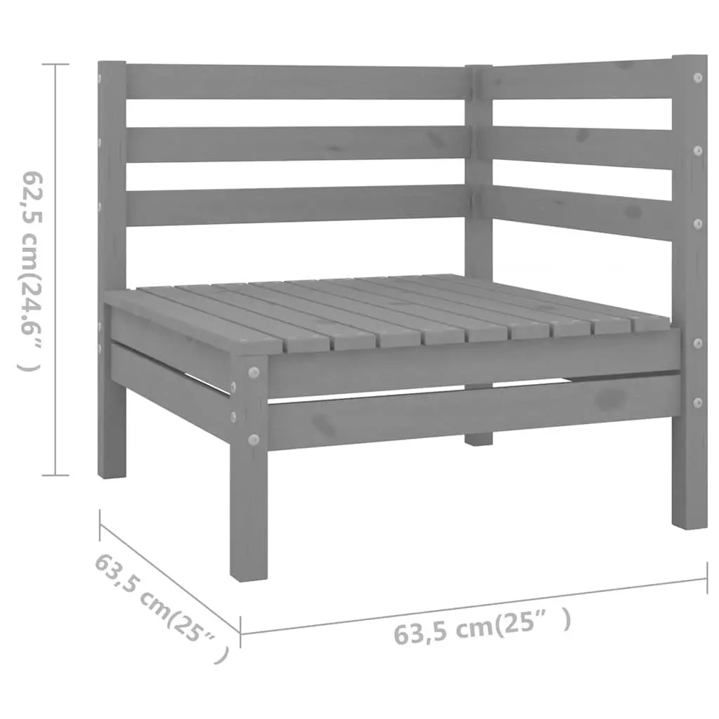 5 Piece Garden Lounge Set Solid Pinewood Outdoor Sofa Patio Furniture Grey