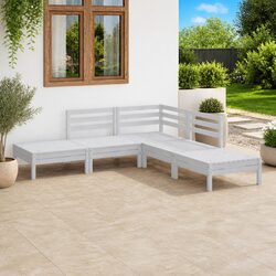 5 Piece Solid Pinewood Lounge Set in White