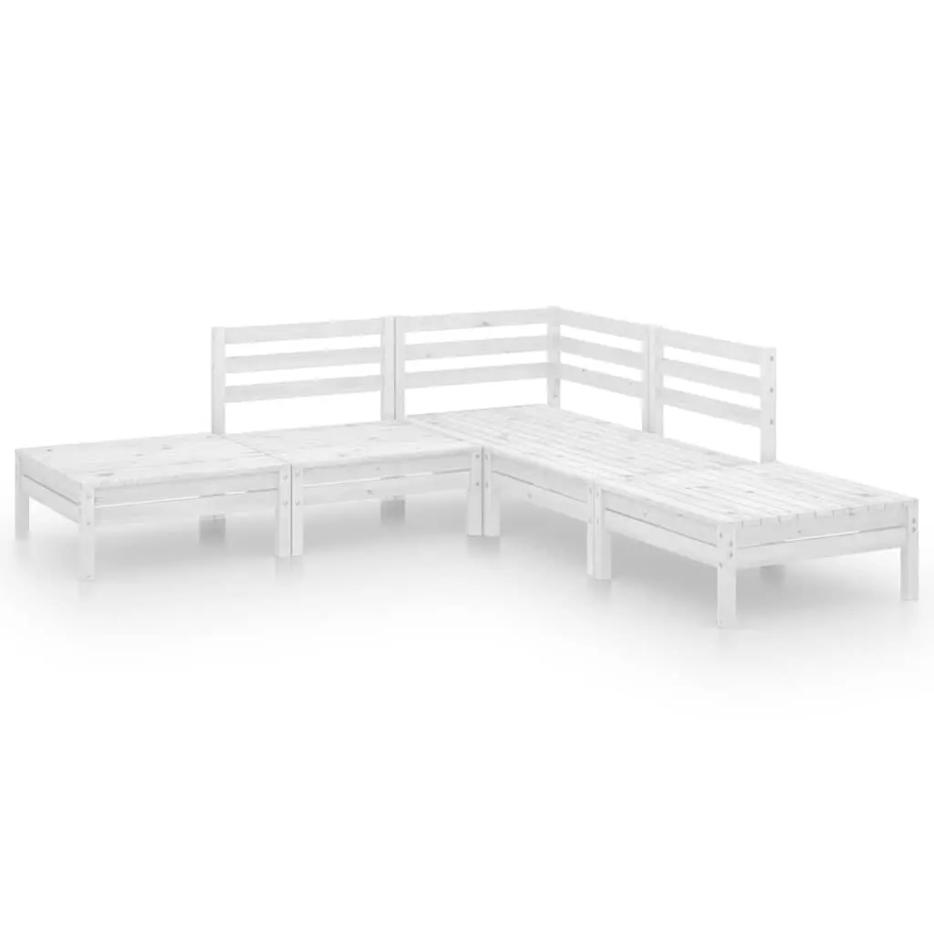 5 Piece Solid Pinewood Lounge Set in White