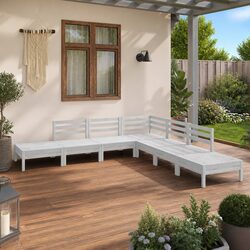 Concise 7 Piece White Lounge Set for Outdoor Relaxation